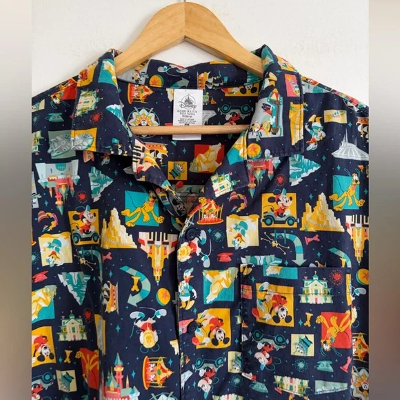 Disney Parks Disneyland Mickey Mouse Park Attractions Button Down Top size XL - Picture 3 of 7